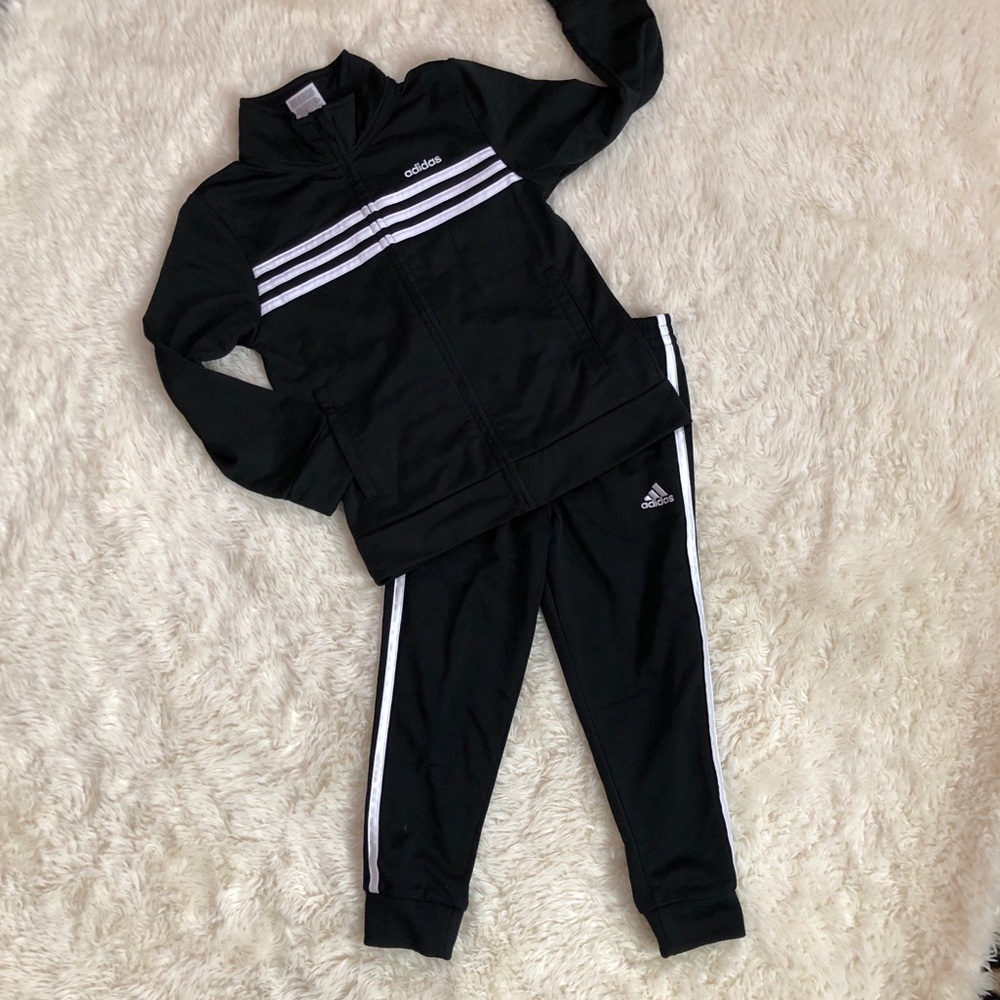 Adidas Black Tracksuit with White Stripes